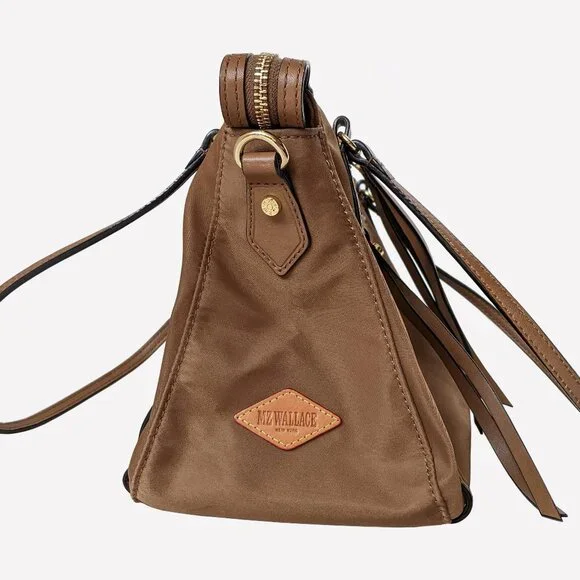 MZ Wallace Brown Nylon & Leather Trimmed Satchel Shoulder Bag With Pouch - Picture 4 of 16